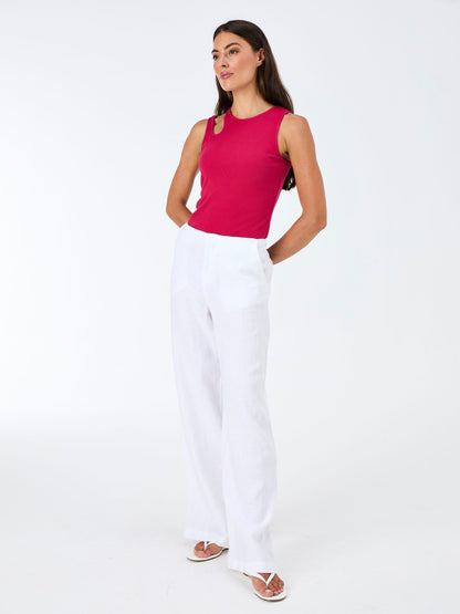 Cut Out Rib Tank - Cerise
