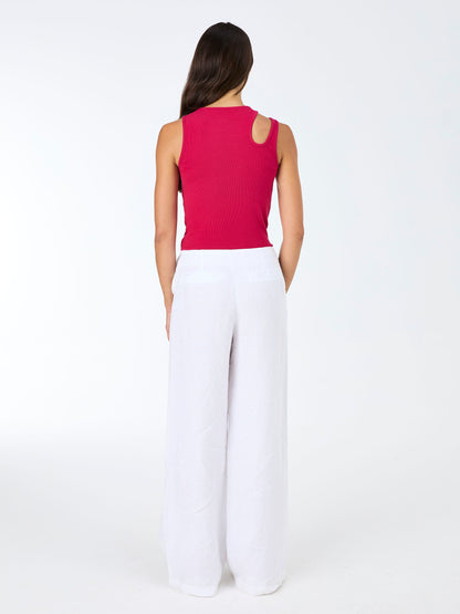 Cut Out Rib Tank - Cerise