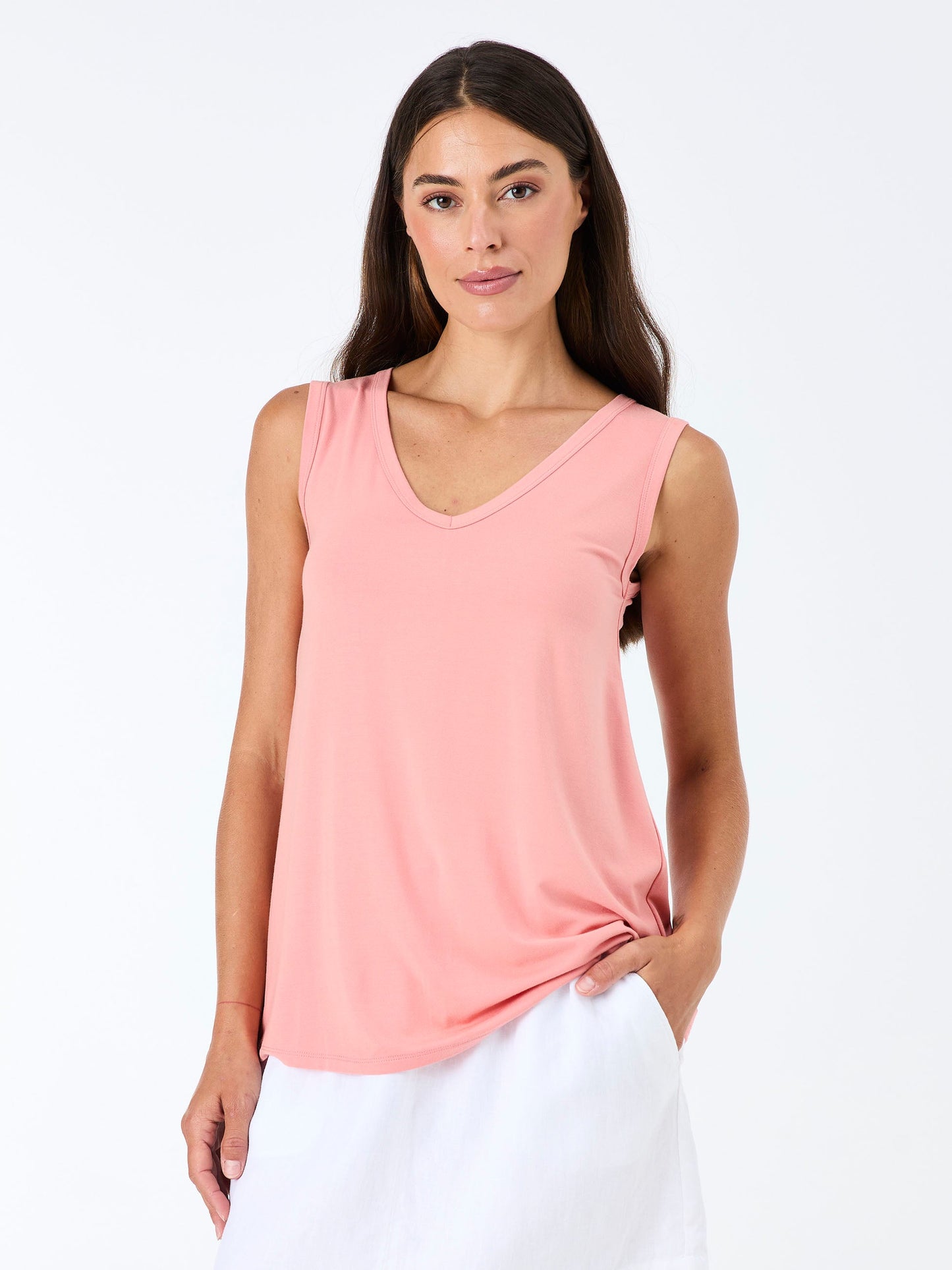 V Neck Swing Top - Apricot
