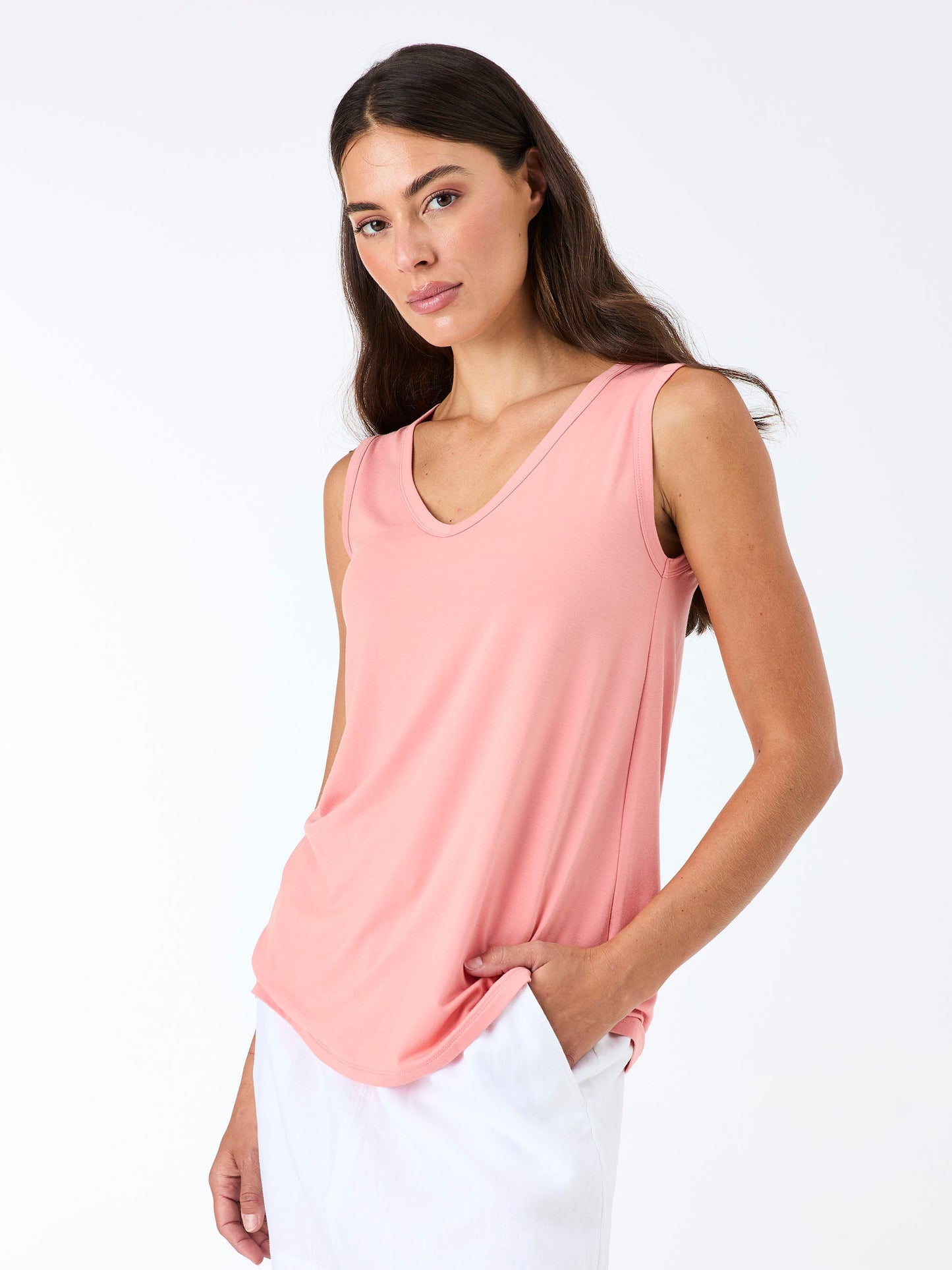V Neck Swing Top - Apricot