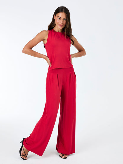 Cowl Back Top - Cherry