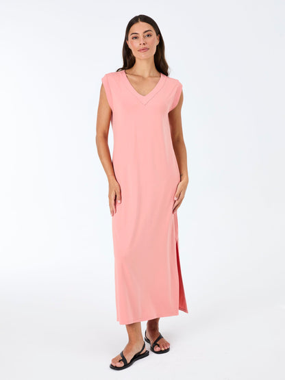 Everly V Neck Maxi  Dress - Apricot