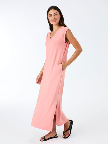 Everly V Neck Maxi  Dress - Apricot