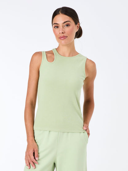 Cut Out Rib Tank - Matcha