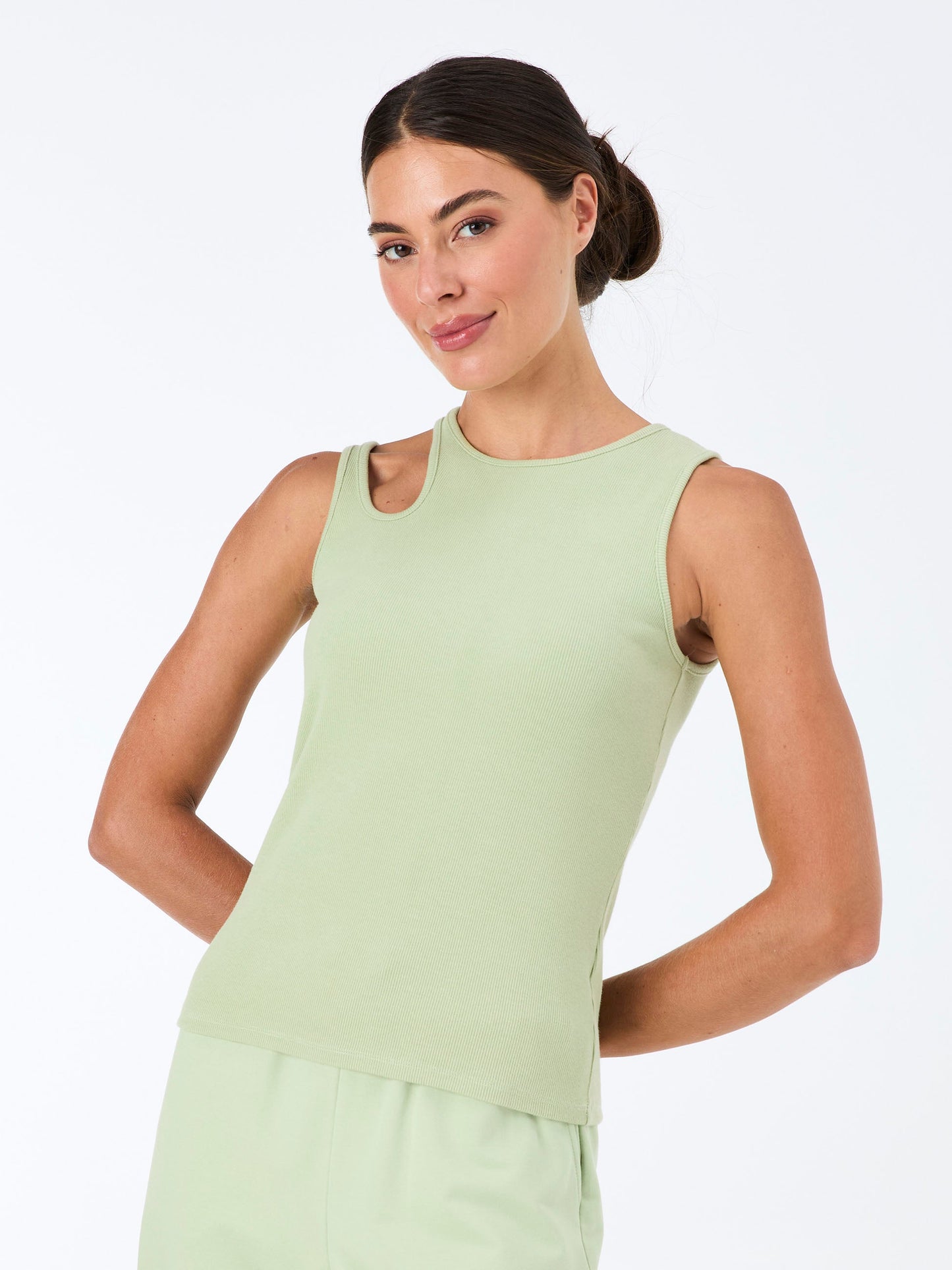 Cut Out Rib Tank - Matcha