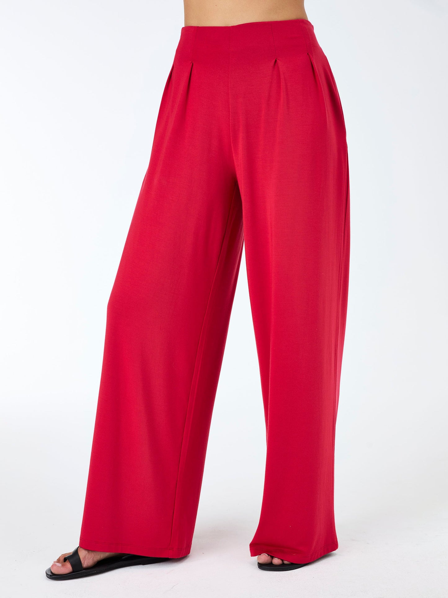 Emery Wide Leg Pants - Cherry Red