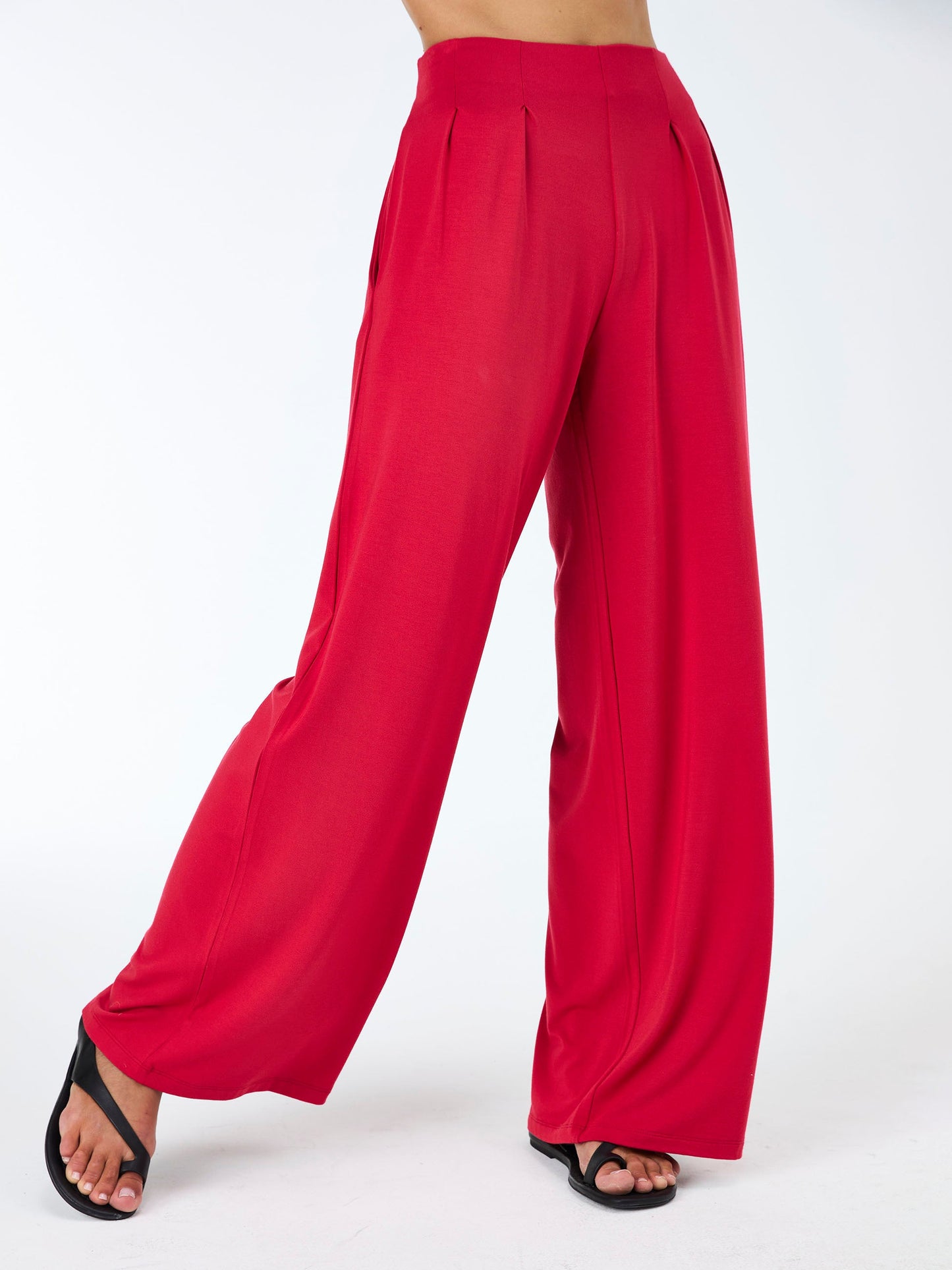 Emery Wide Leg Pants - Cherry Red