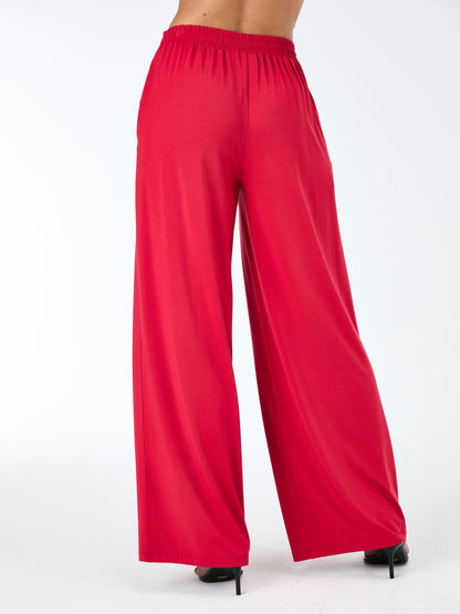 Emery Wide Leg Pants - Cherry Red