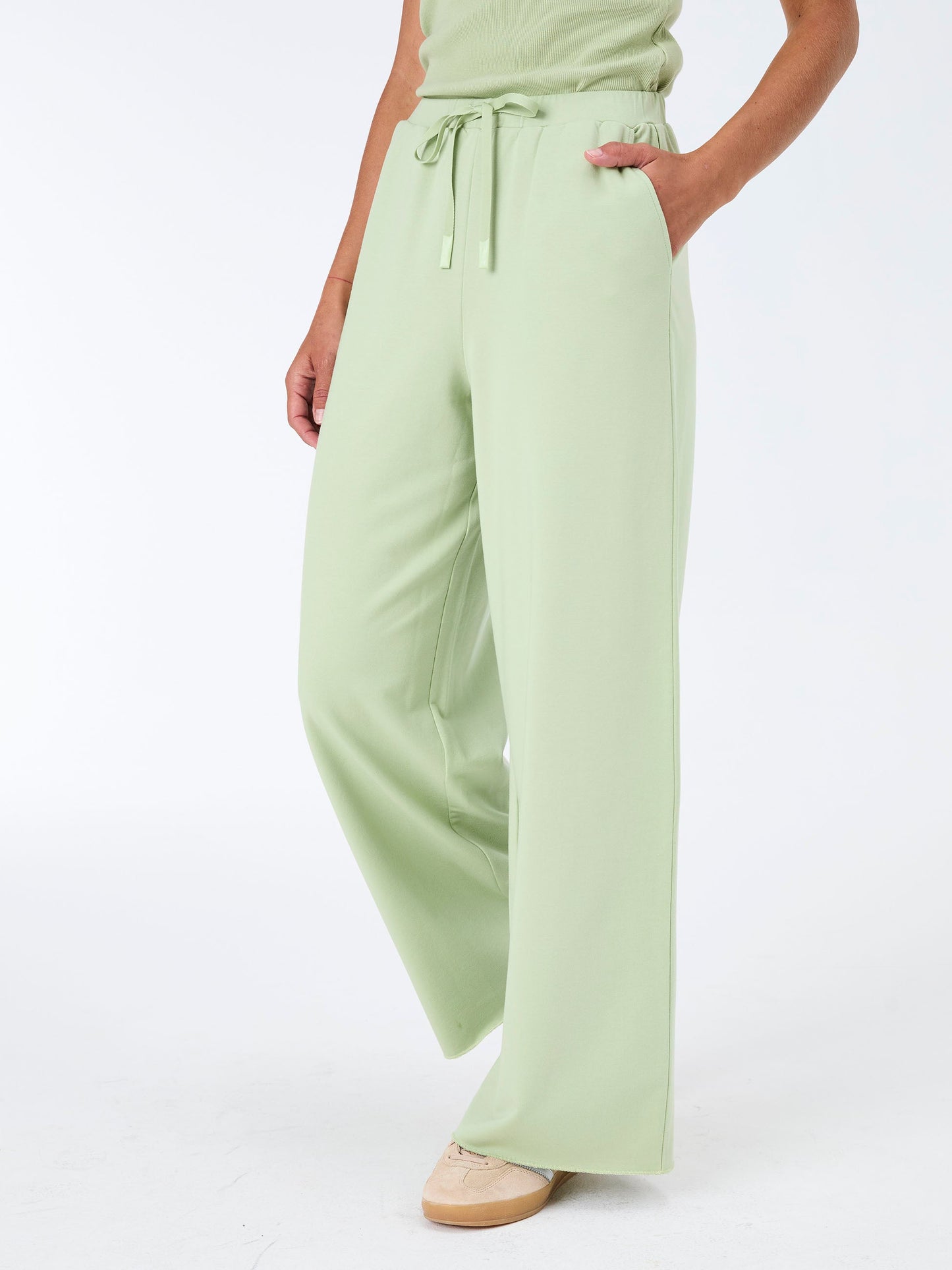 Classic Wide Leg Sweat Pants - Matcha Green