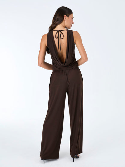 Cowl Back Top - Coffee Bean