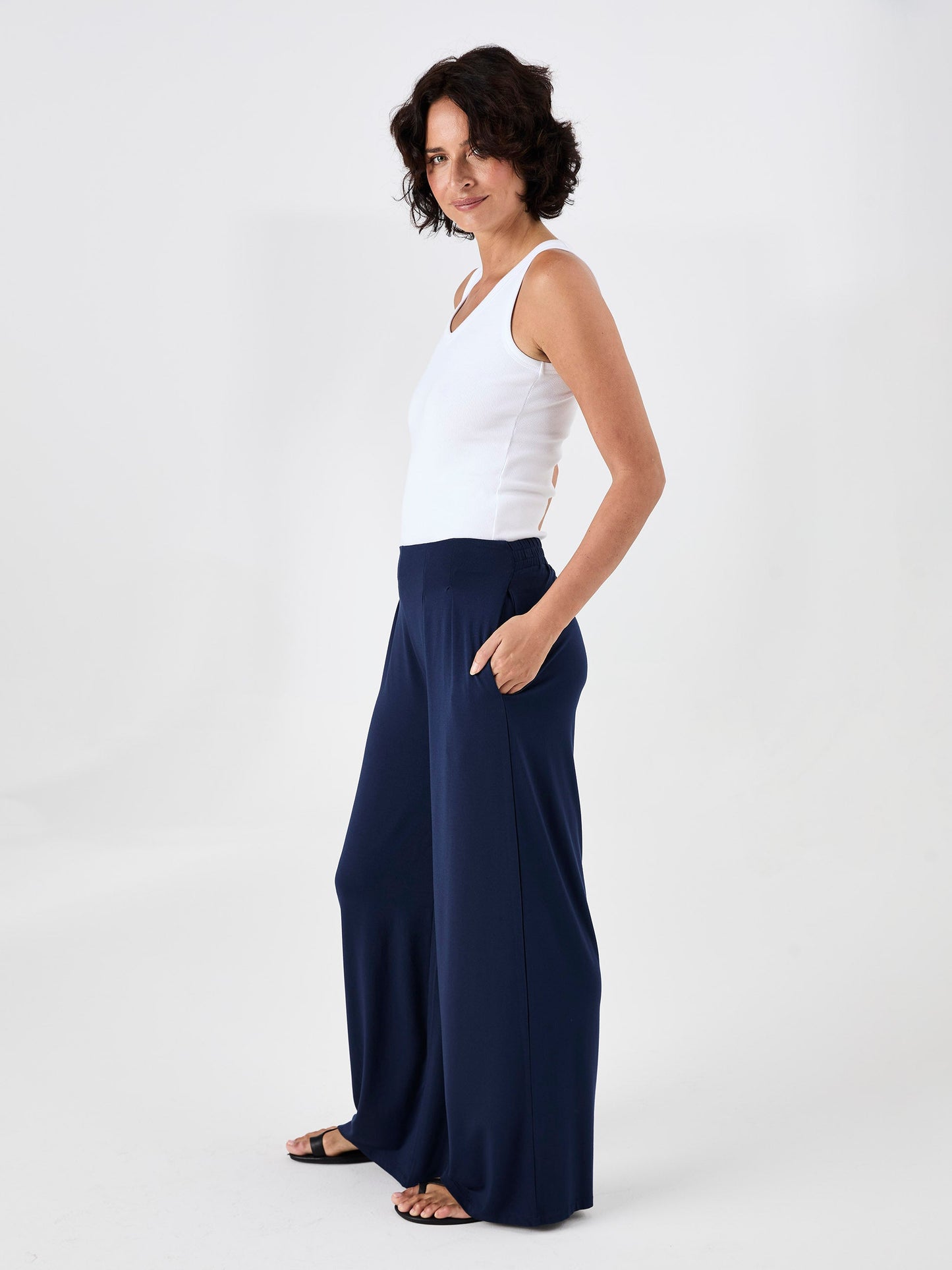 Emery Wide Leg Pants - Navy