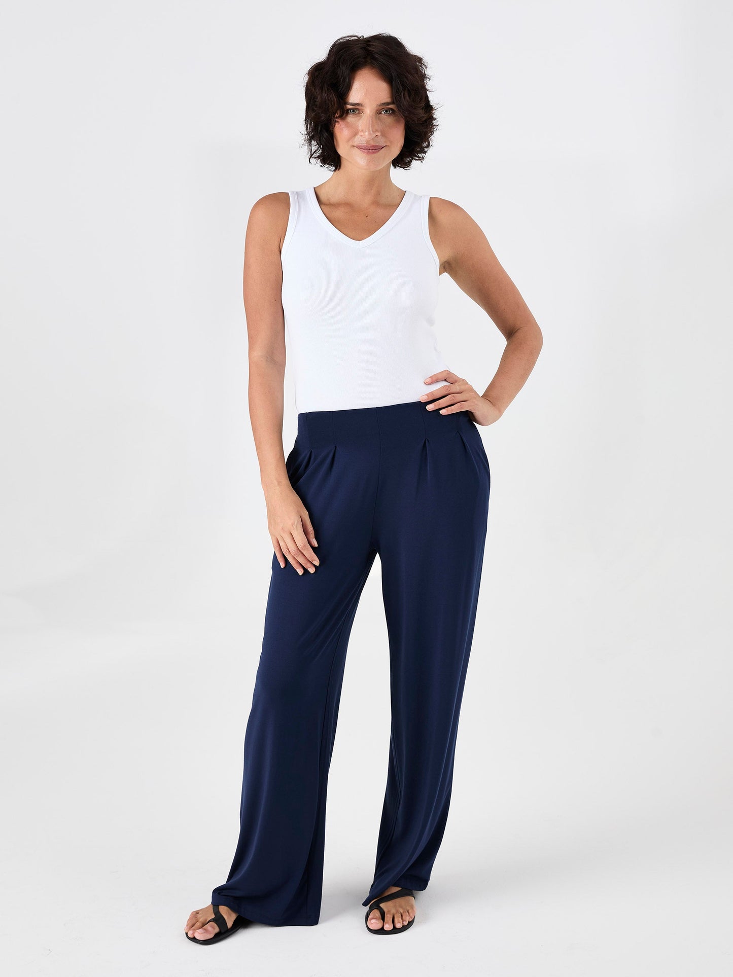 Emery Wide Leg Pants - Navy