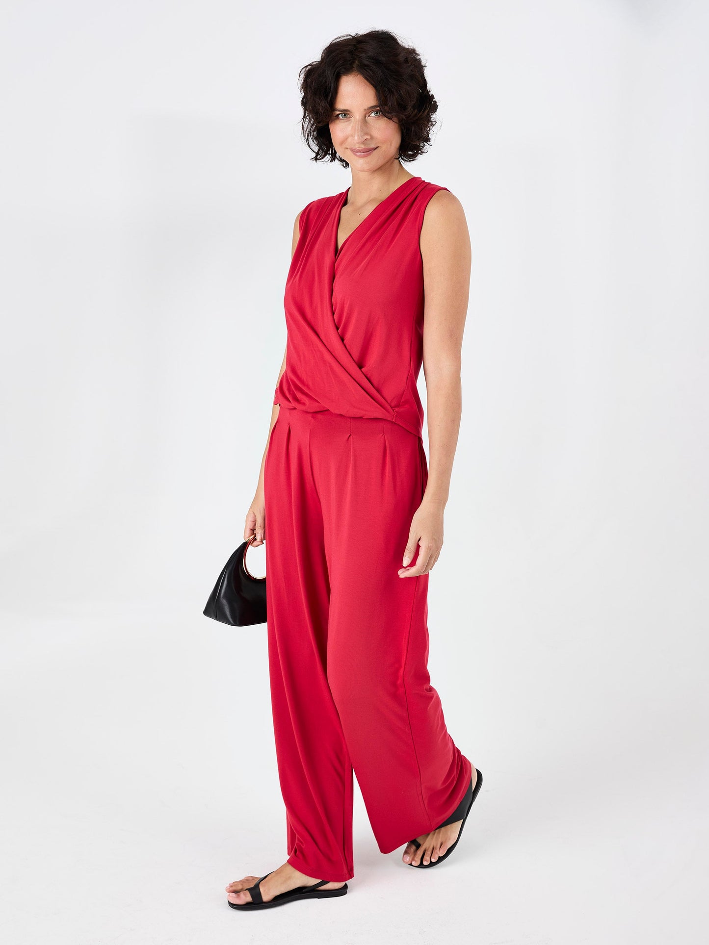 Athena Drape Top - Cherry