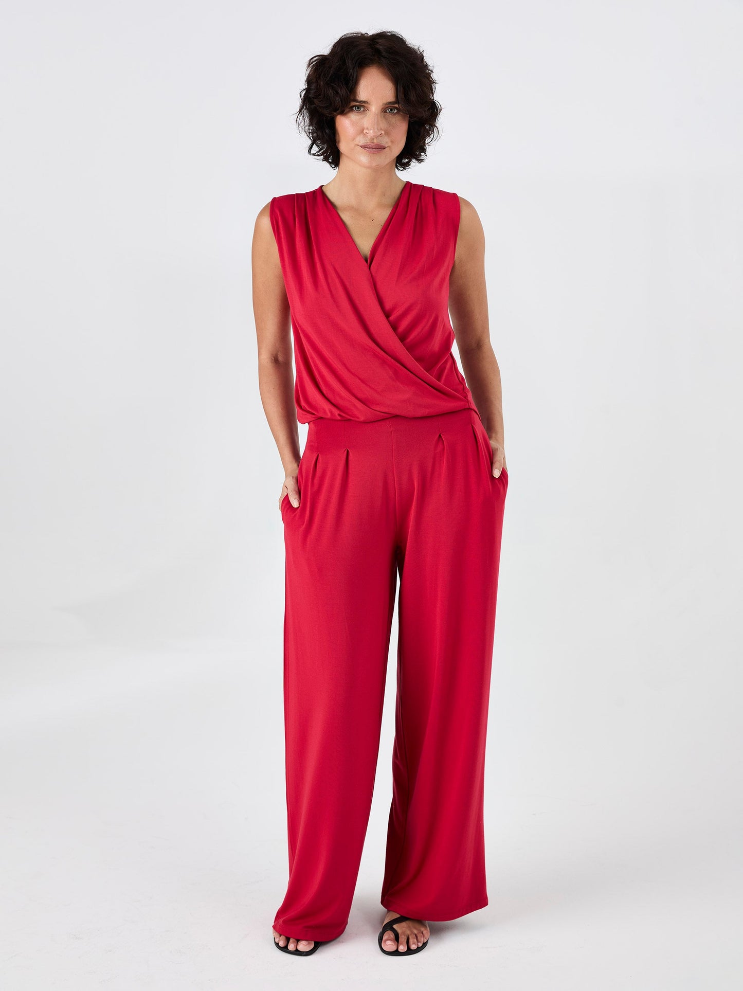 Athena Drape Top - Cherry