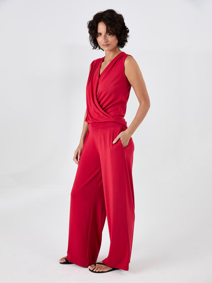 Athena Drape Top - Cherry