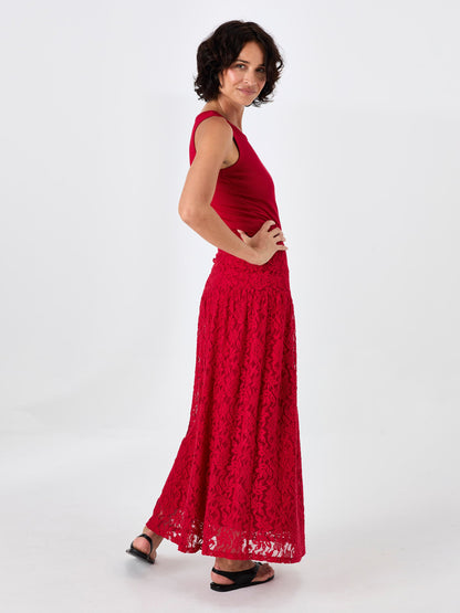Chantelle Lace Skirt - Cherry