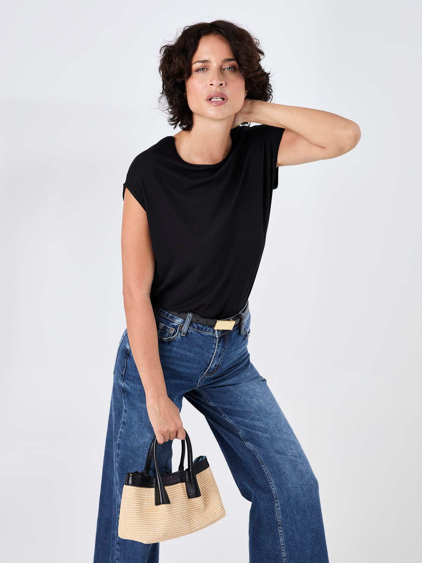 Modal Luxe Layer Tee - Black
