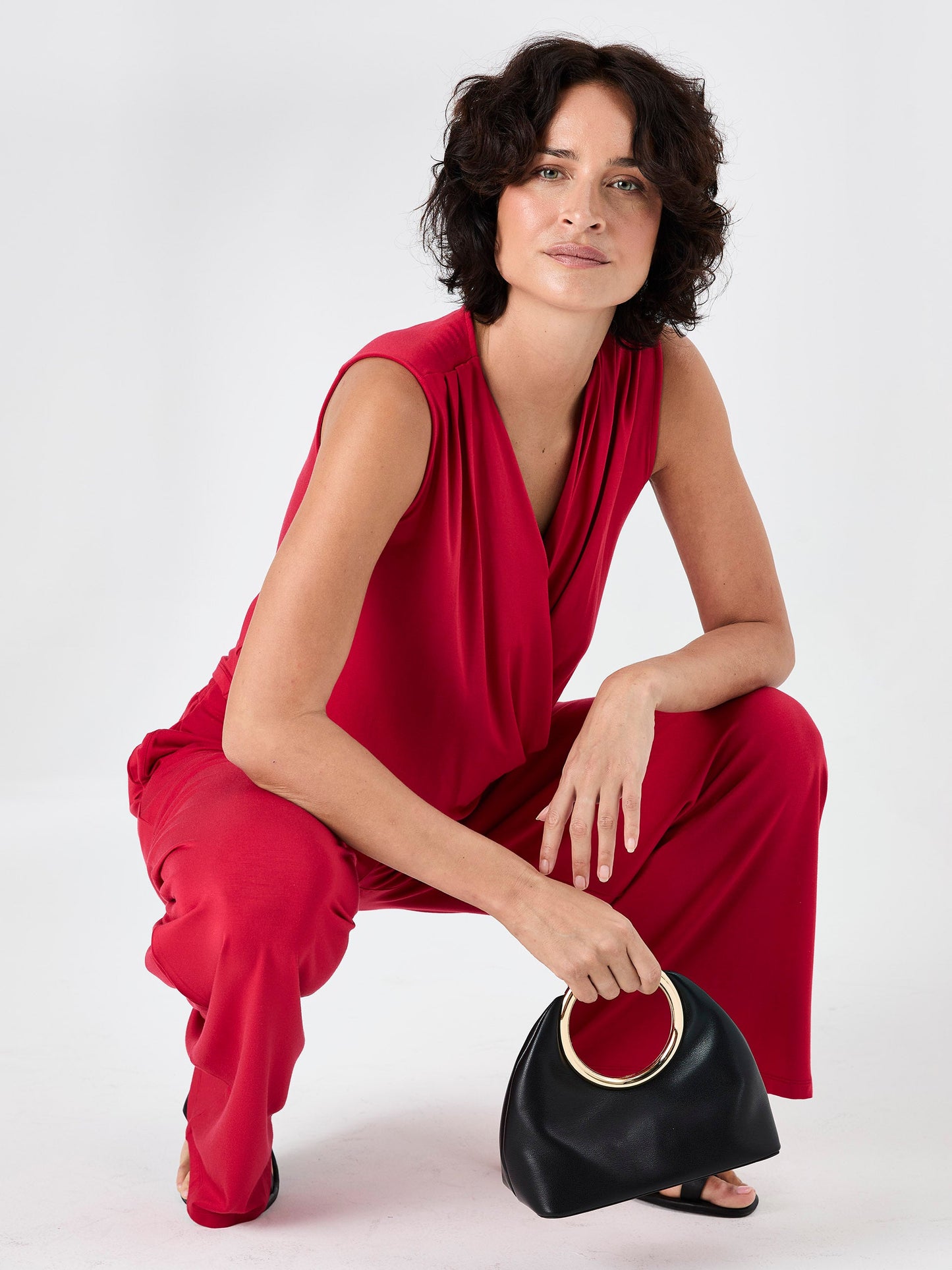 Athena Drape Top - Cherry