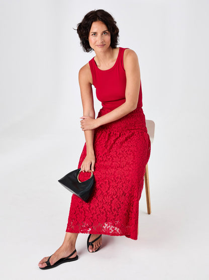 Chantelle Lace Skirt - Cherry