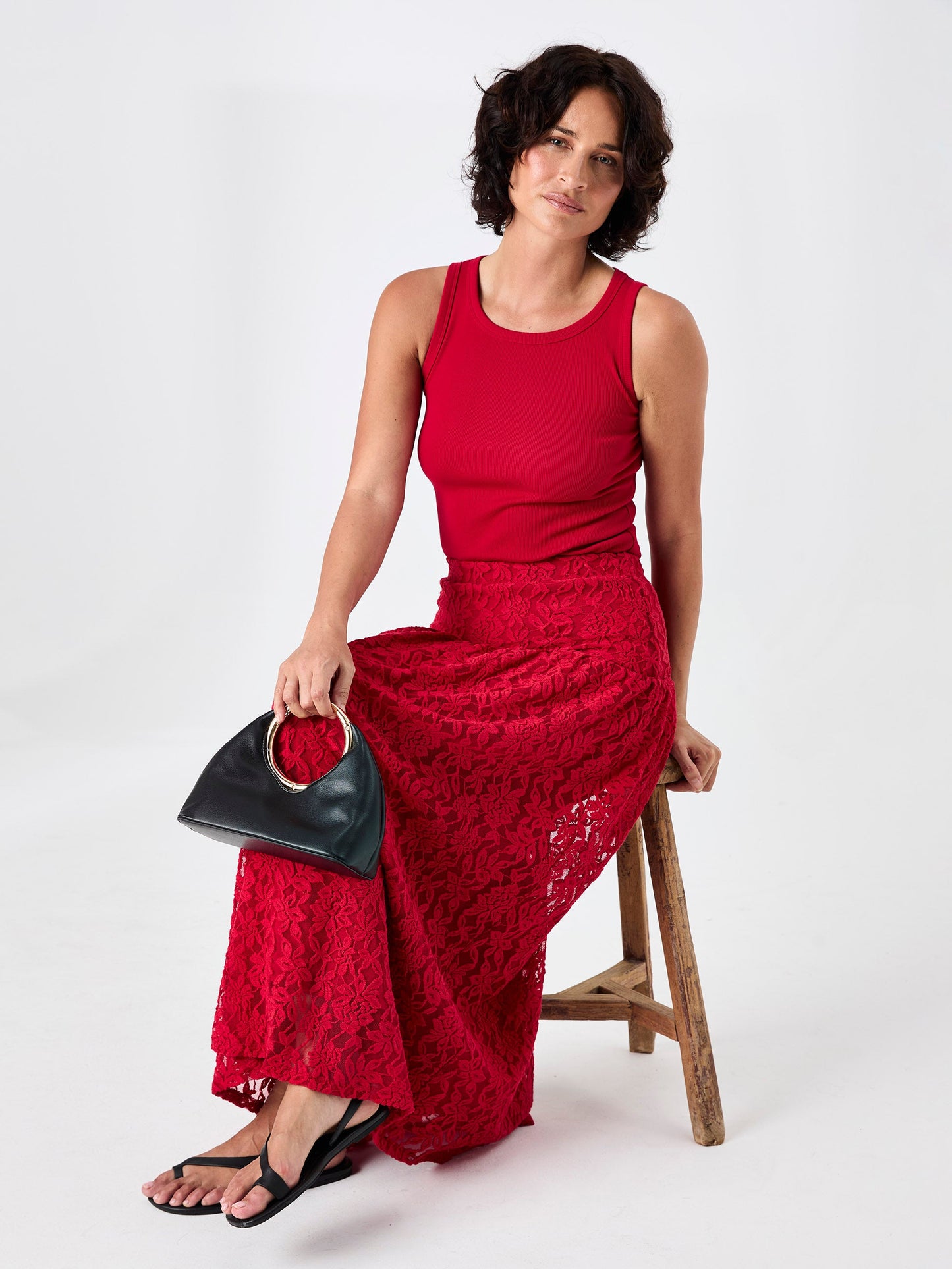 Chantelle Lace Skirt - Cherry