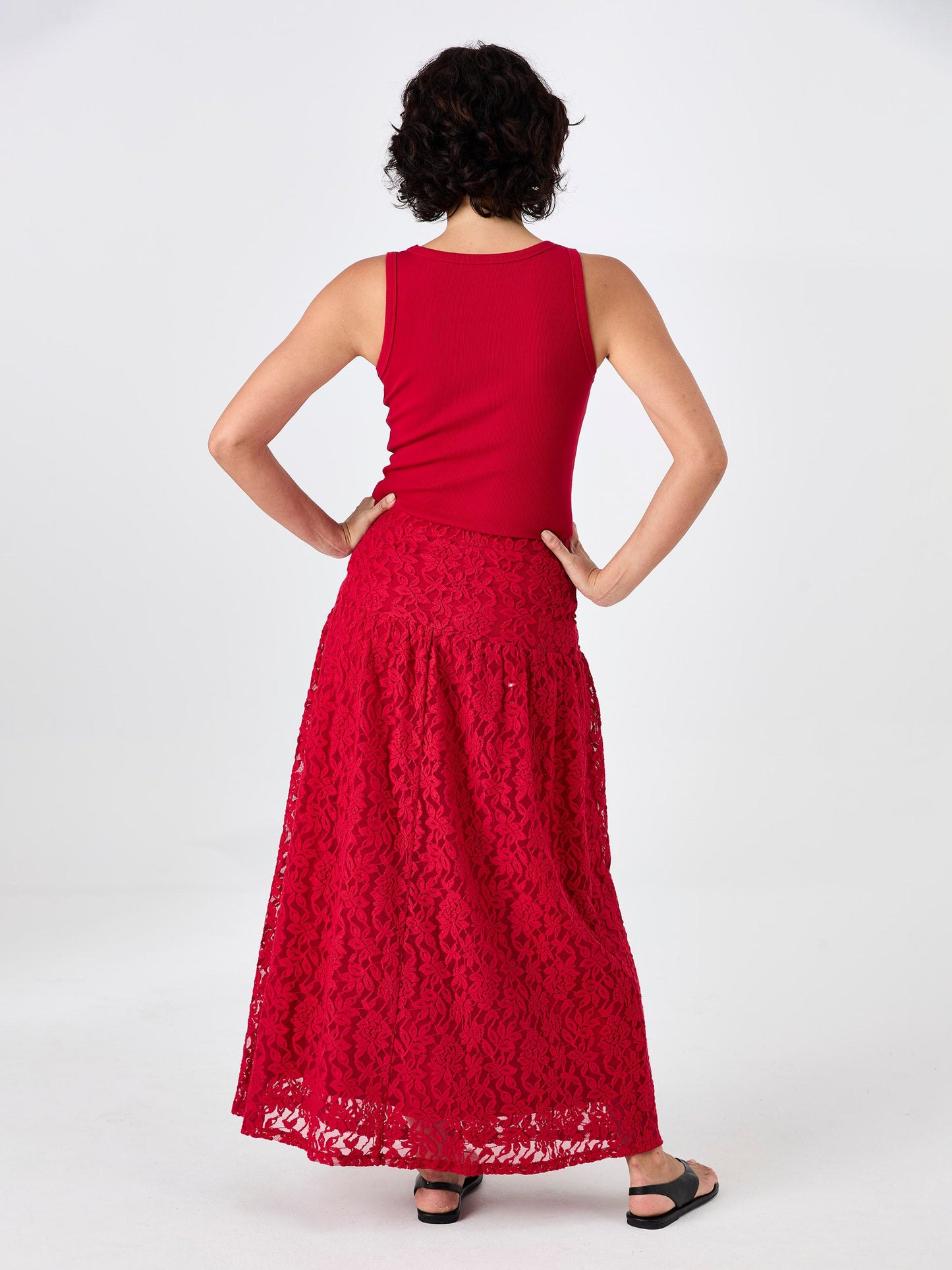 Chantelle Lace Skirt - Cherry