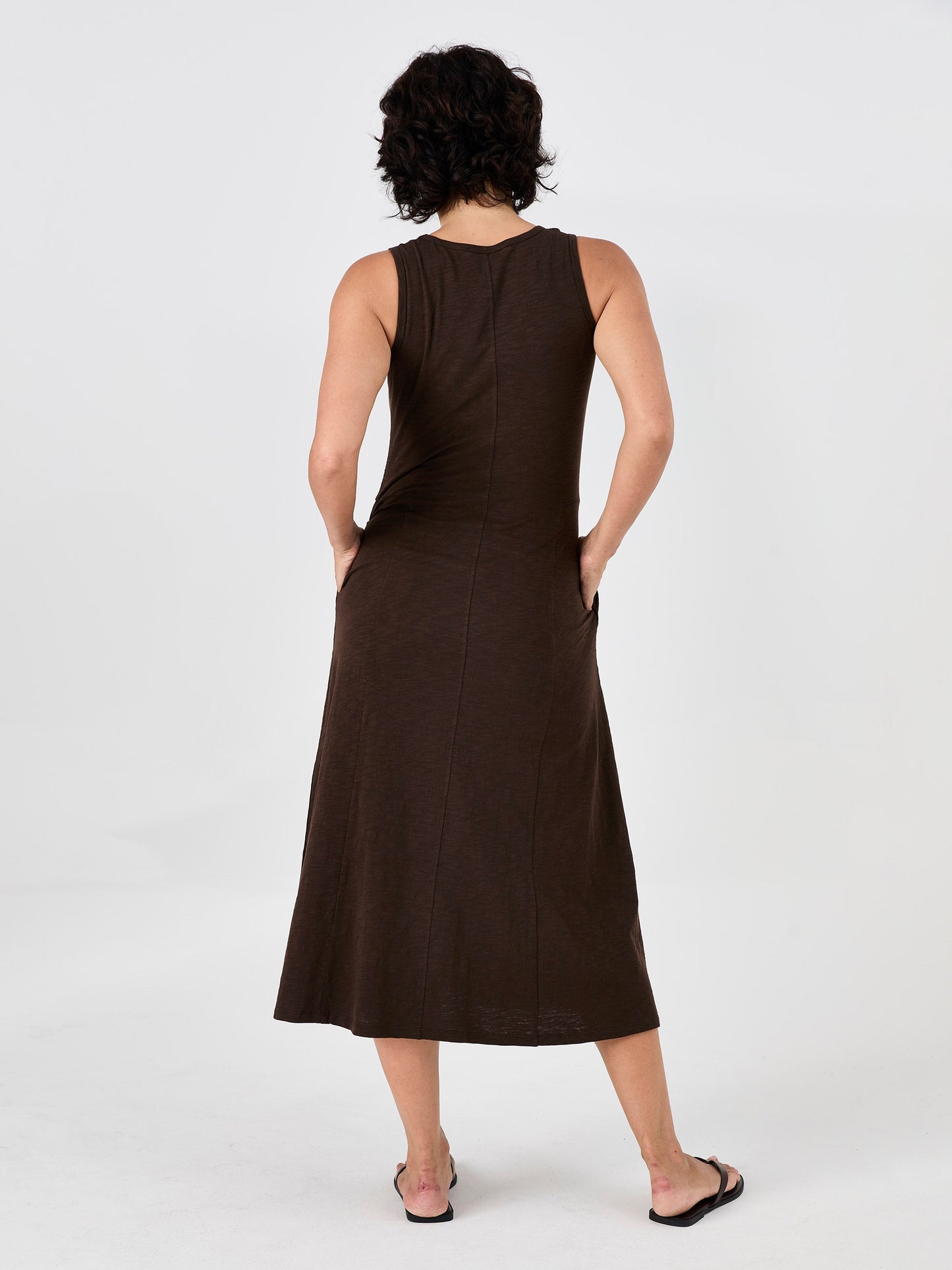 Textured Slub Dress - Coffee Bean