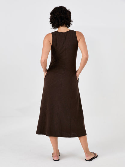 Textured Slub Dress - Coffee Bean