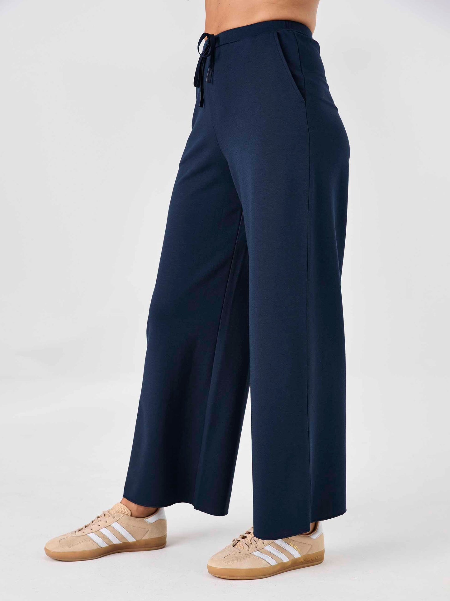 Classic Wide Leg Sweat Pants - Navy