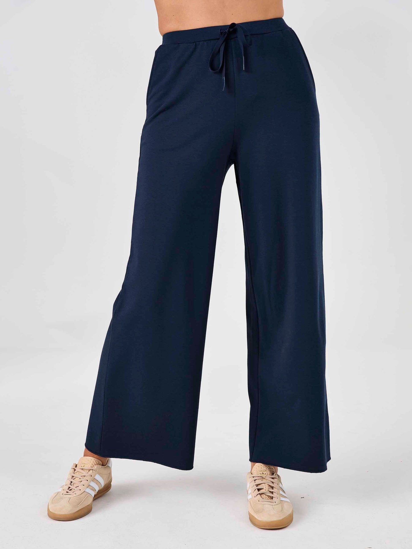 Classic Wide Leg Sweat Pants - Navy