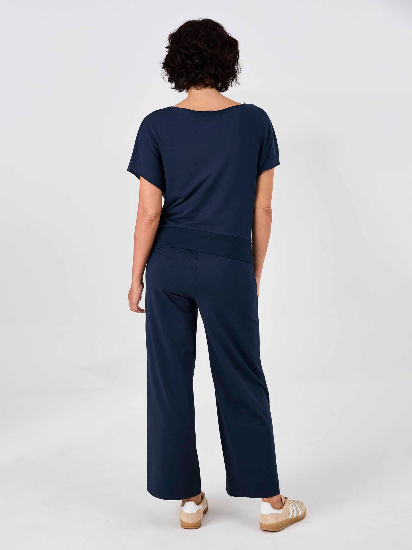 Classic Wide Leg Sweat Pants - Navy