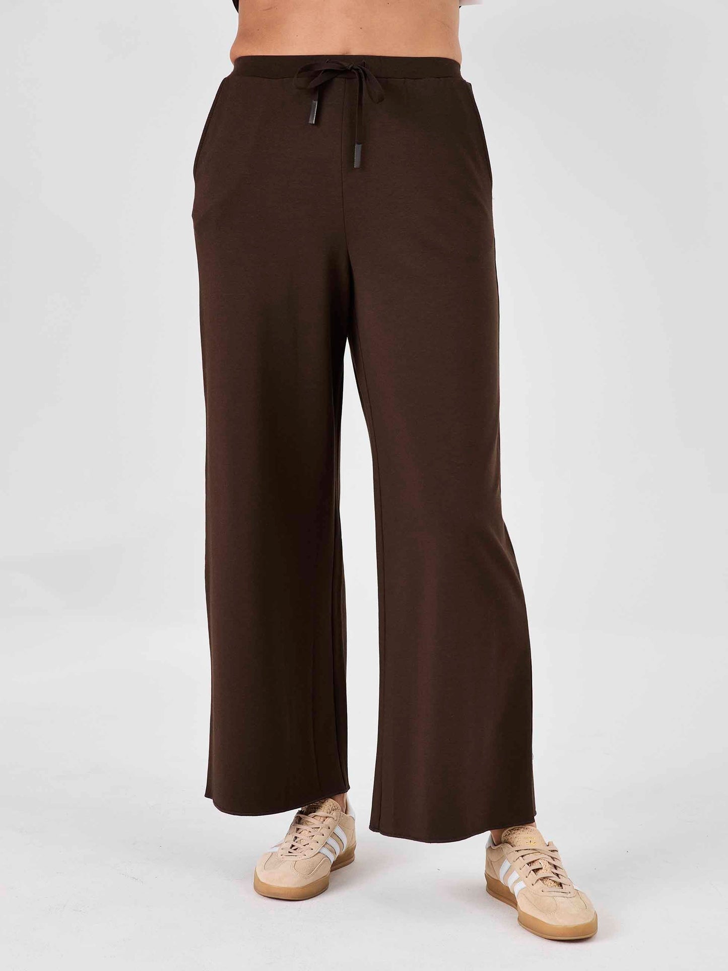 Classic Wide Leg Sweat Pants - Coffee Bean