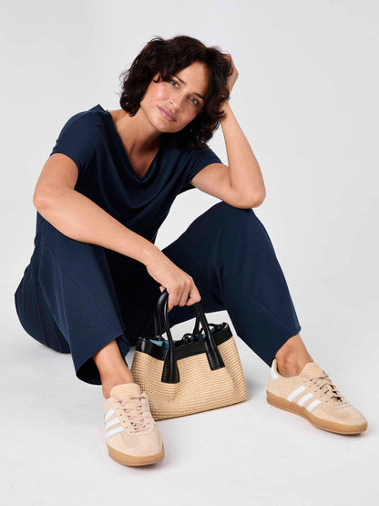 Classic Wide Leg Sweat Pants - Navy
