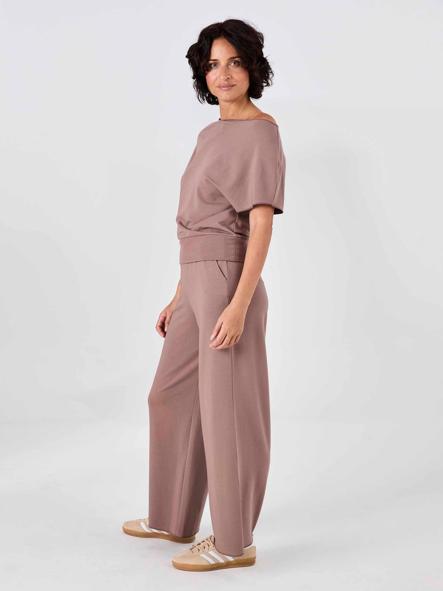 Classic Wide Leg Sweat Pants - Taupe