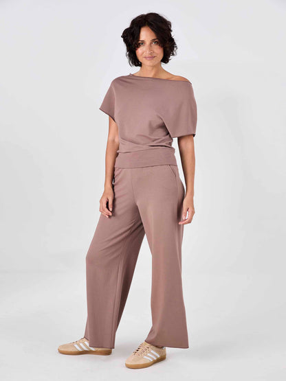 Classic Wide Leg Sweat Pants - Taupe