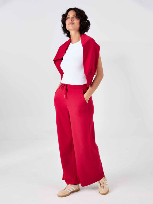 Classic Wide Leg Sweat Pants - Cherry