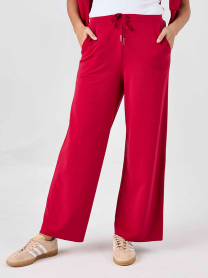Classic Wide Leg Sweat Pants - Cherry