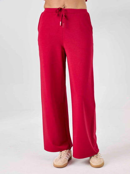 Classic Wide Leg Sweat Pants - Cherry