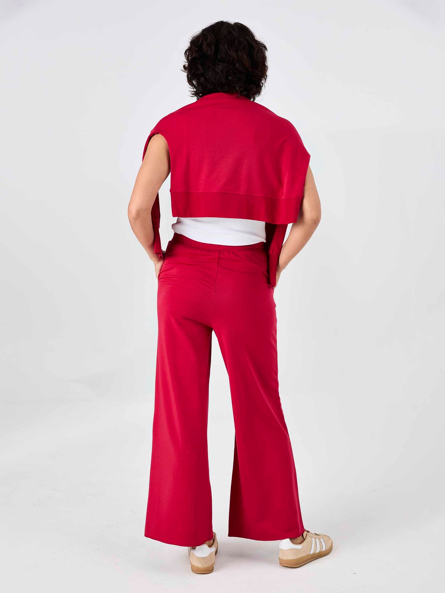 Classic Wide Leg Sweat Pants - Cherry