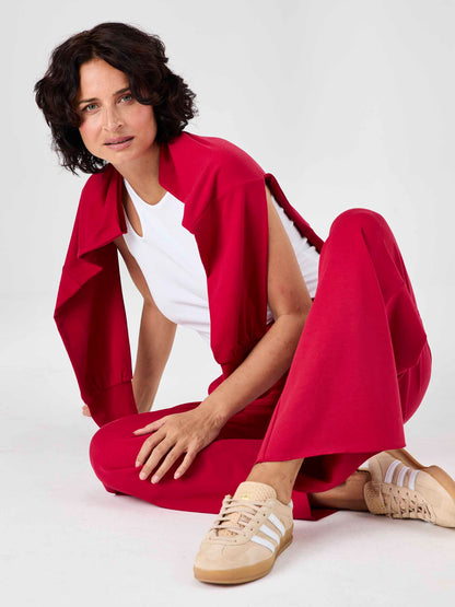 Classic Wide Leg Sweat Pants - Cherry