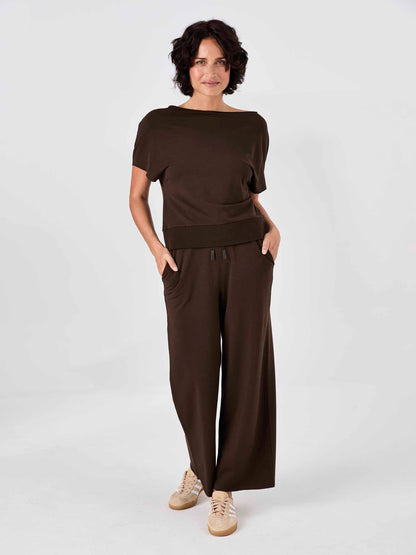 Classic Wide Leg Sweat Pants - Coffee Bean