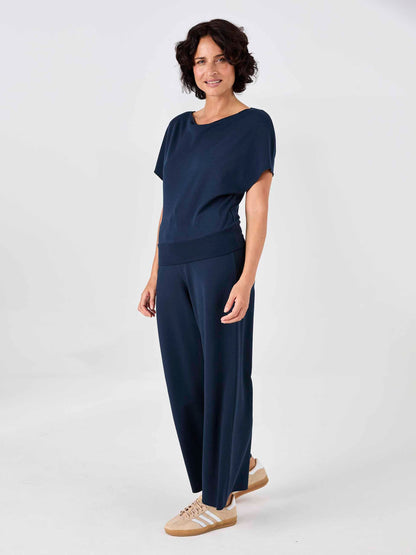 Classic Wide Leg Sweat Pants - Navy