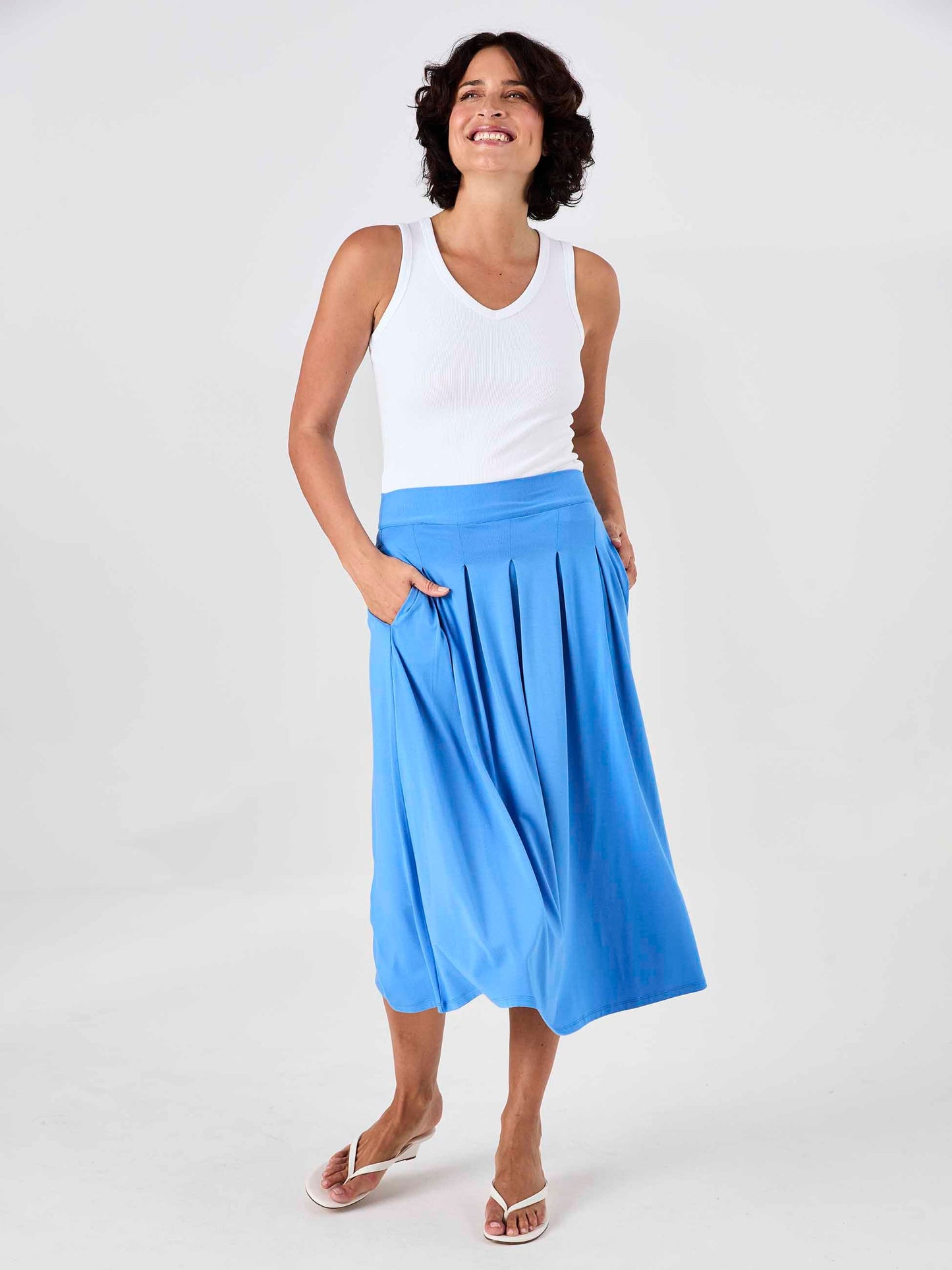 Pleat Skirt - Cobalt