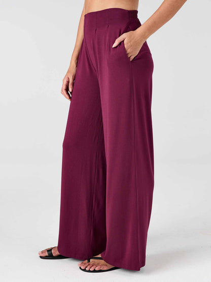 Emery Wide Leg Pants - Ruby