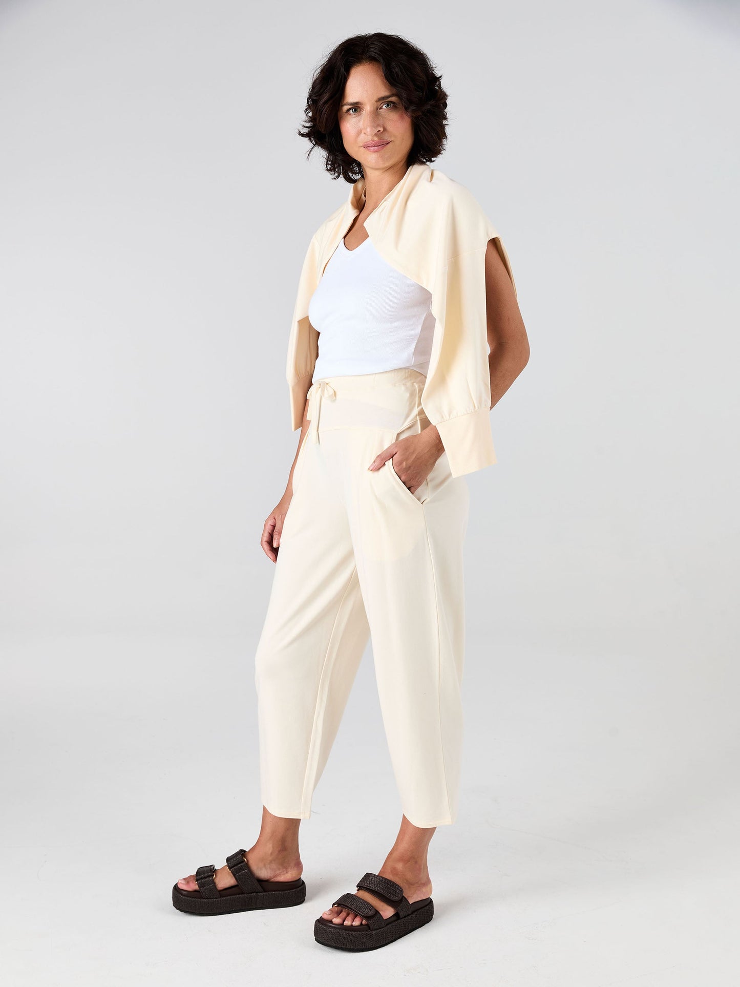 Kyoto Ankle Length French Terry Jogger - Winter White