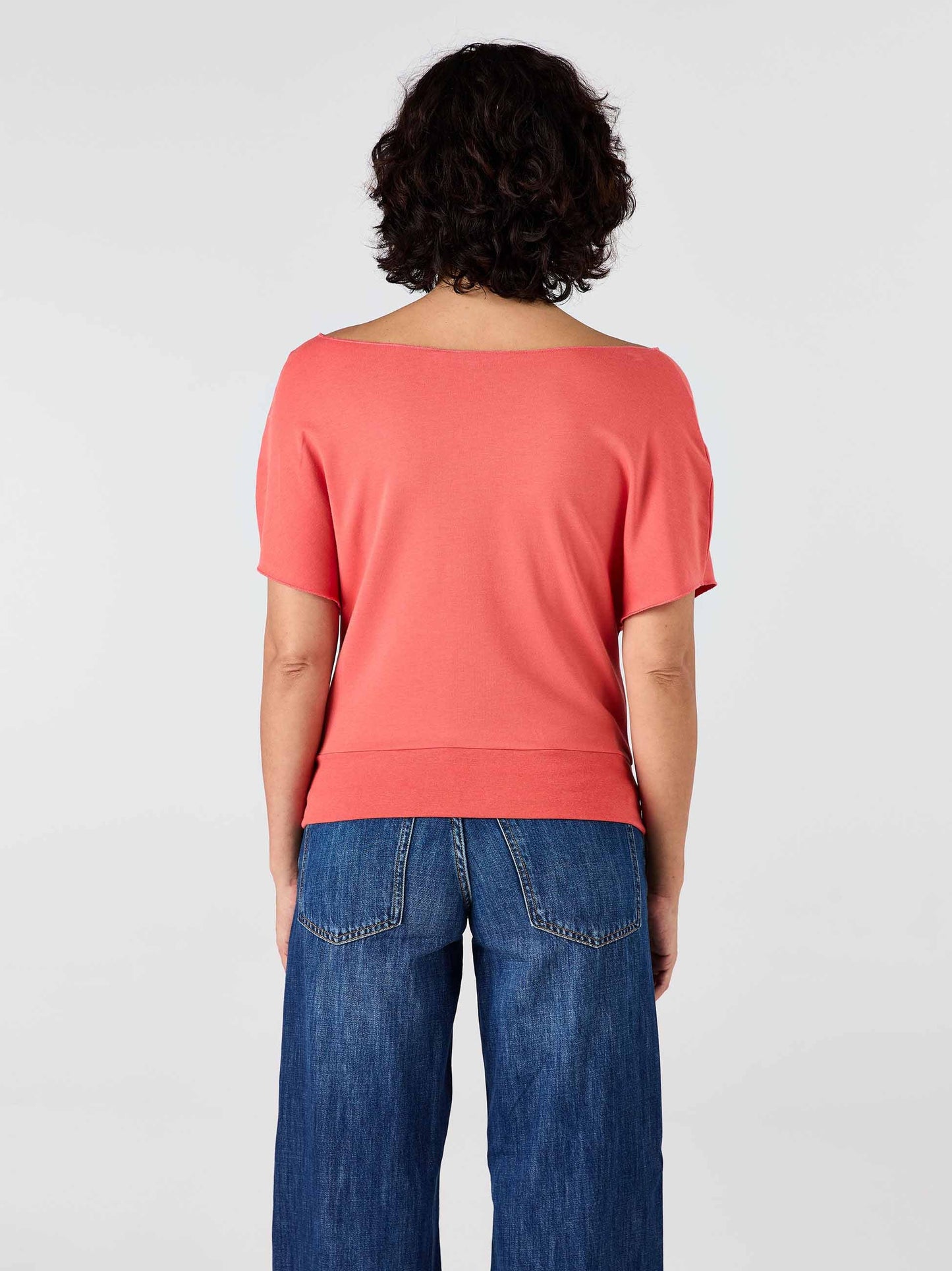 French Terry Short sleeve Off Shoulder Sweatshirt  - Burnt Sienna