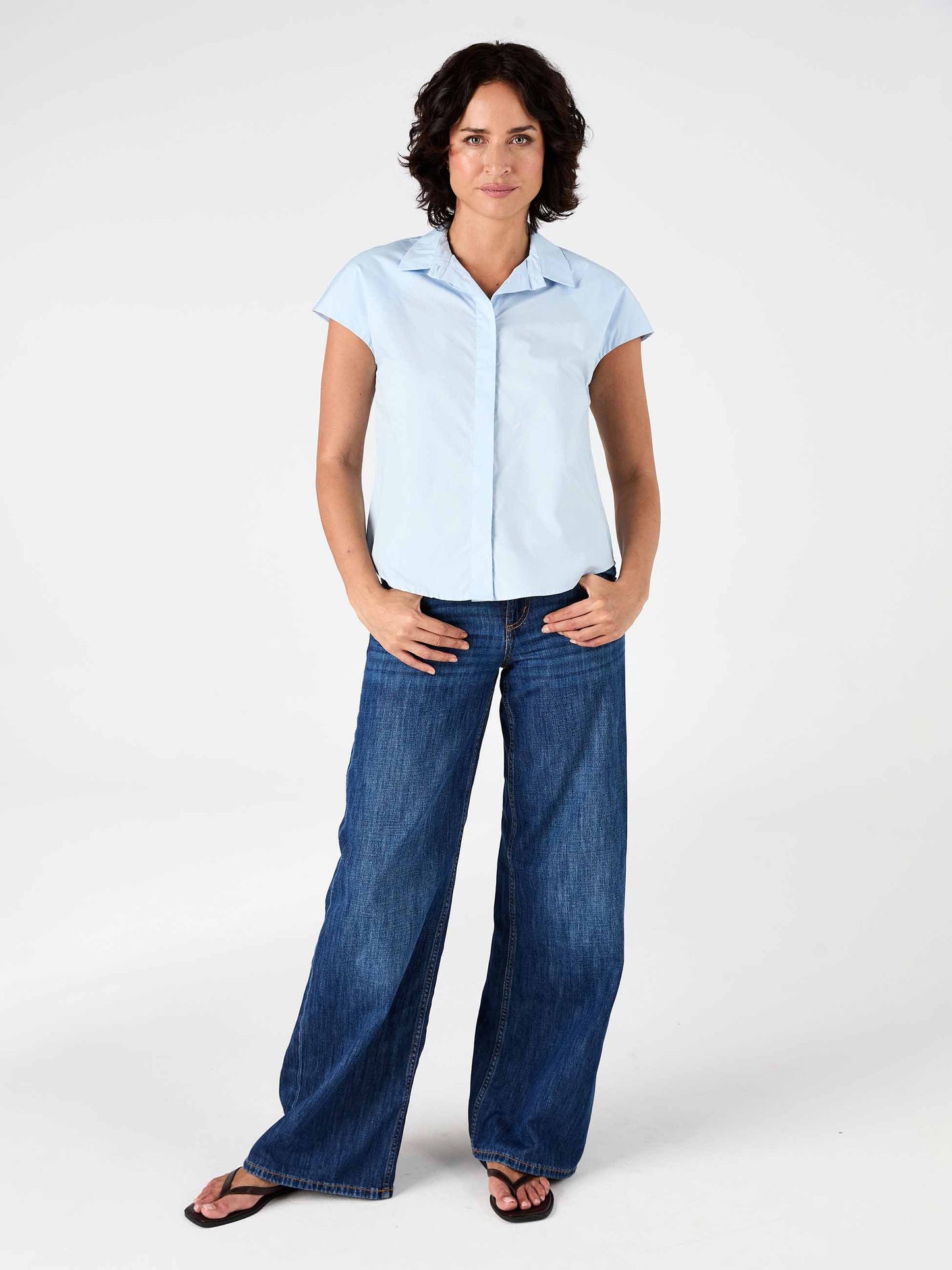Laurel Poplin Shirt - Pale Blue