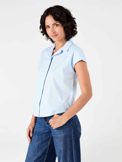 Laurel Poplin Shirt - Pale Blue