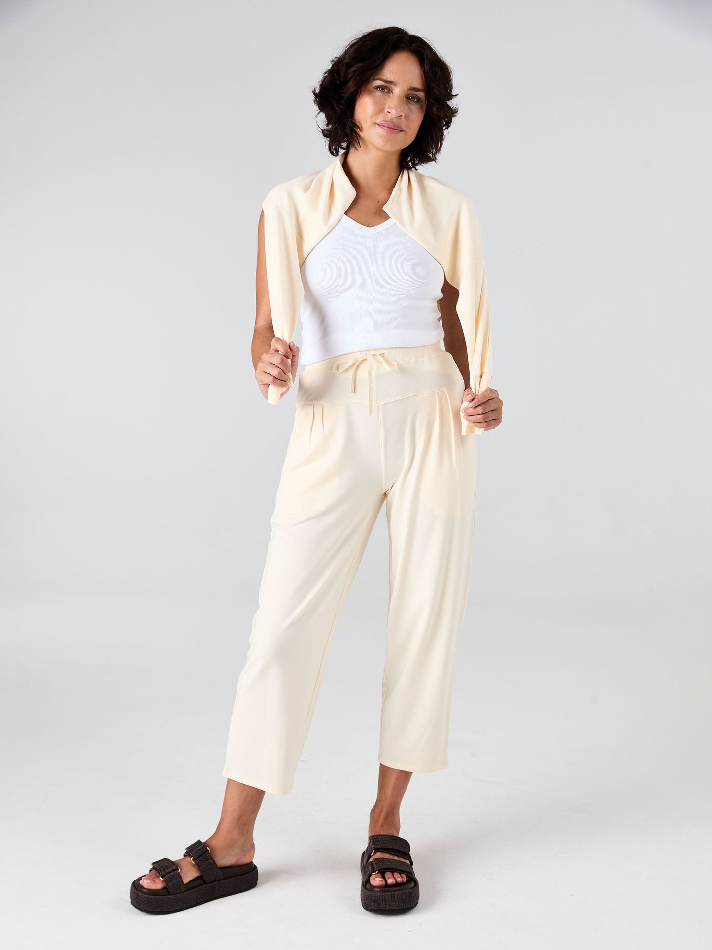 Kyoto Ankle Length French Terry Jogger - Winter White