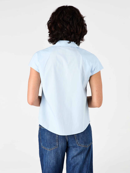 Laurel Poplin Shirt - Pale Blue
