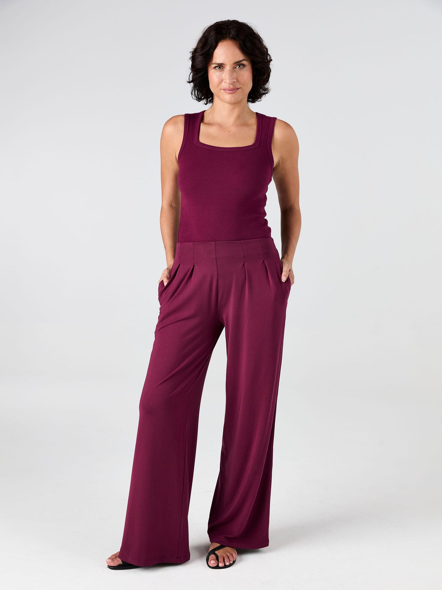Emery Wide Leg Pants - Ruby